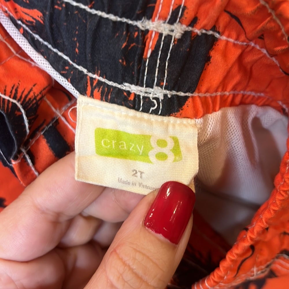 Crazy 8 Orange Tropical Graphic Print Swim Trunks, Toddler Size 2T. - Picture 4 of 6